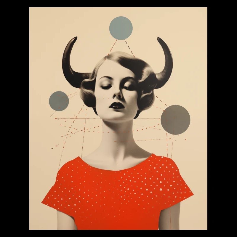 Taureau collage art astrologie