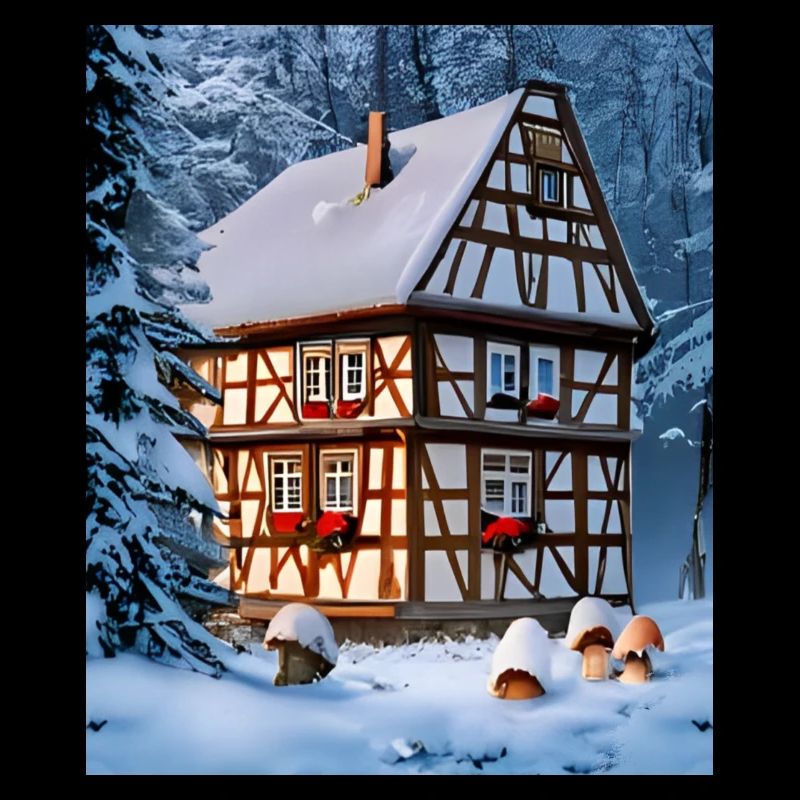 Alsace half-timbered snow house