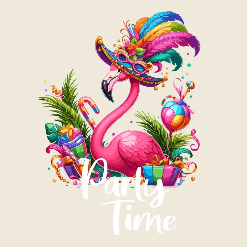Flamingo feiert Party Wochenende Karneval Urlaub