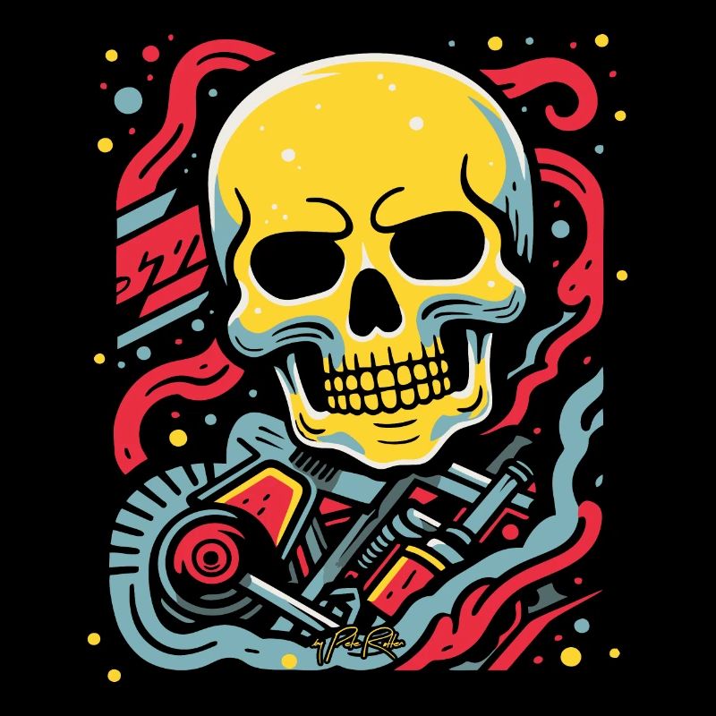 Schwebender Schädel: Pop-Art-Cartoon