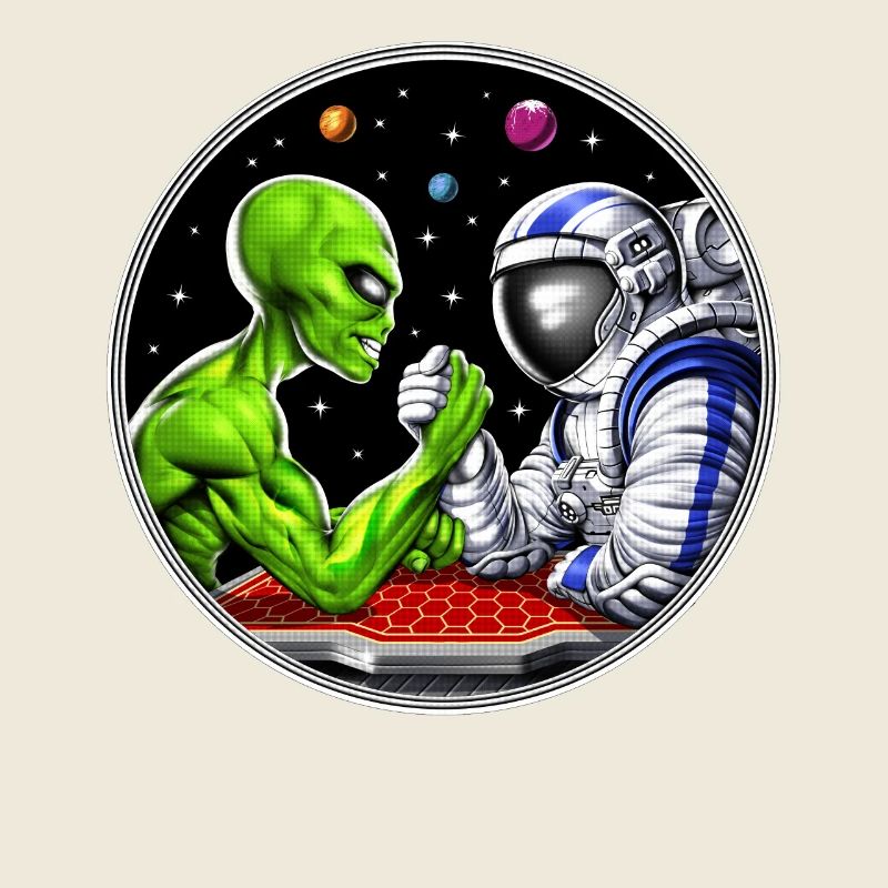 Außerirdischer Astronaut Armdrücken