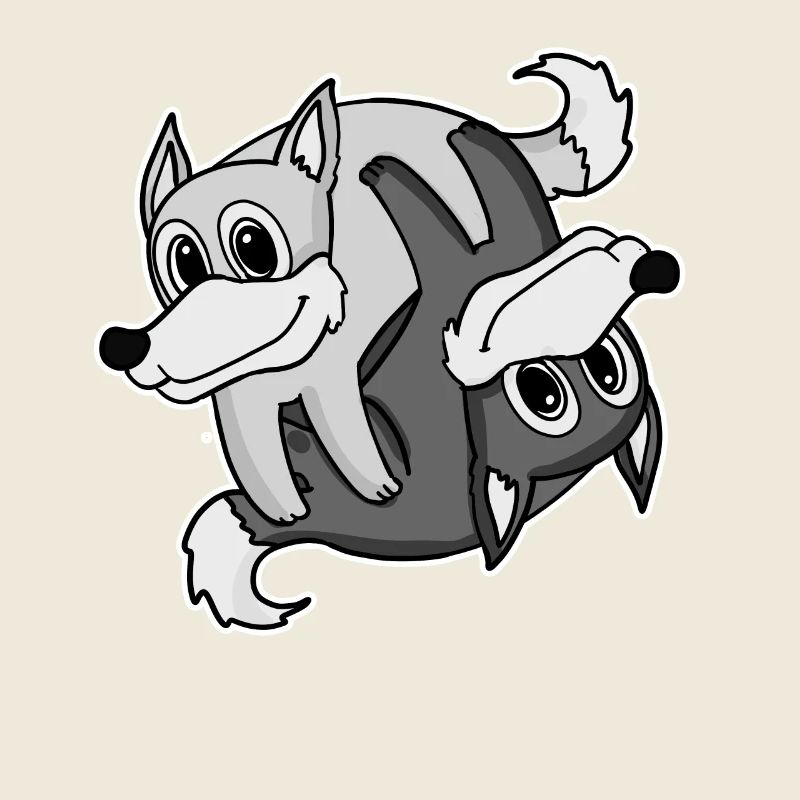 Yin Yang Wolf Wolves