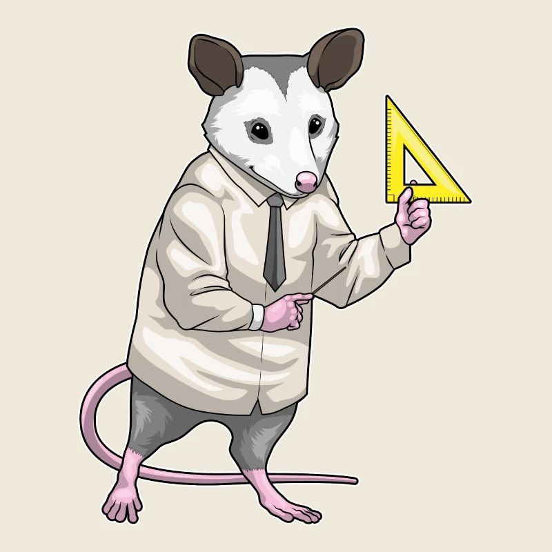 Opossum Teacher Triangle Ruler Math