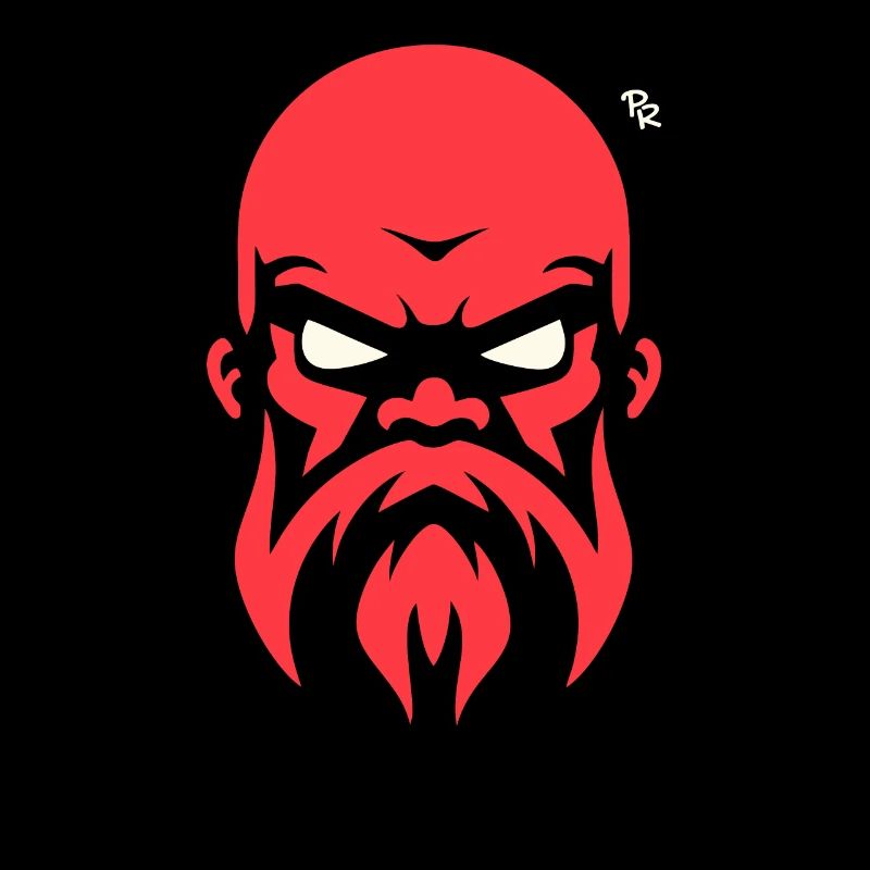 Bald man with beard, strong guy