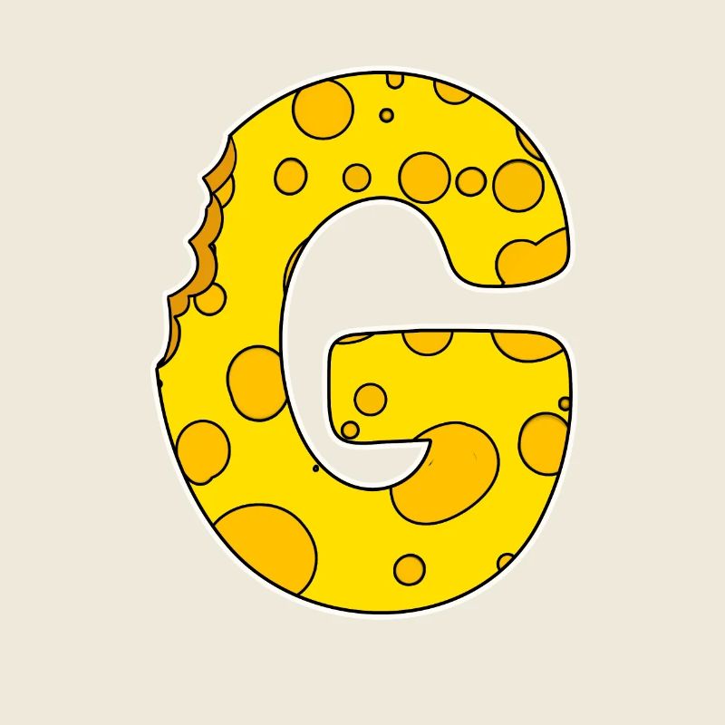 Letter G - Initial Letter G - Cheese Motif