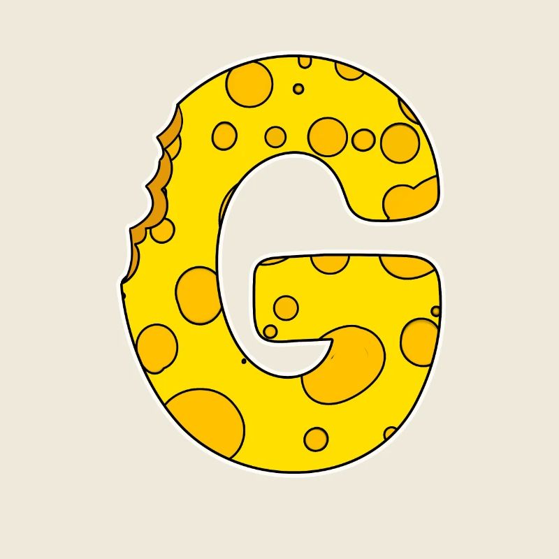 Buchstabe G - Anfangsbuchstabe G - Käse Motiv