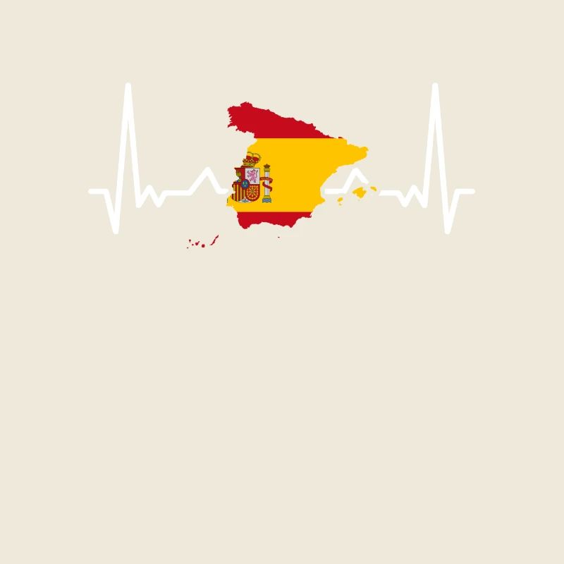 Spain Map Heartbeat Spanish Flag Spaniards