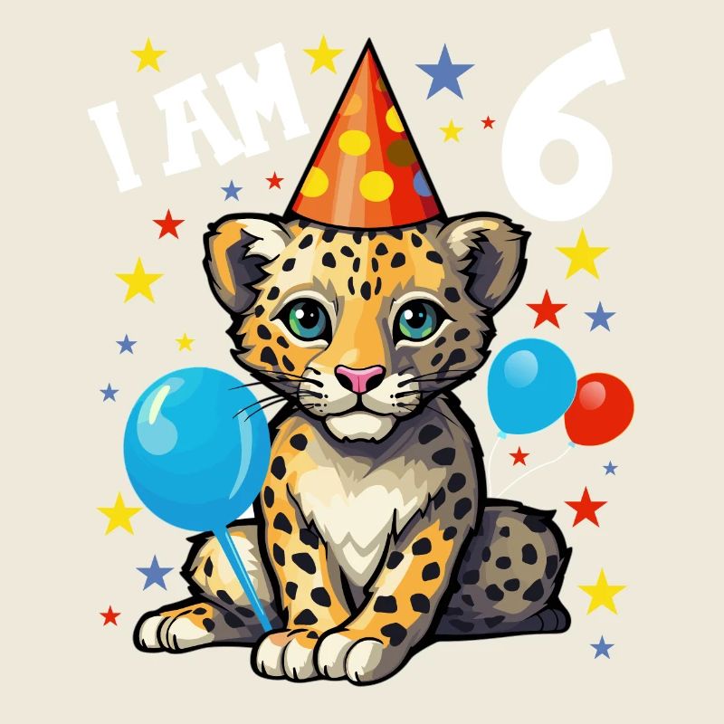 Ich bin 6 Jahre alt Leoparde Leopard 6. Geburtstag