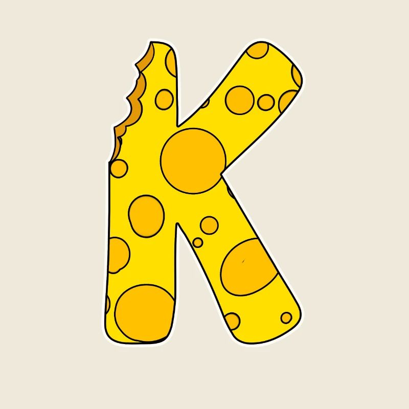 Letter K - Initial Letter K - Cheese Motif