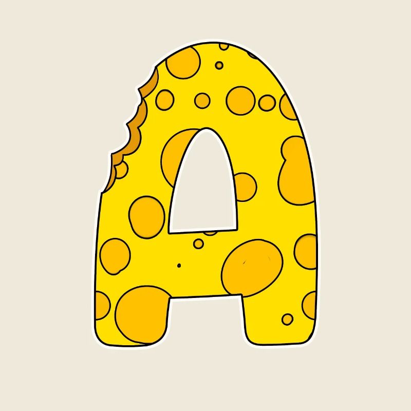 Buchstabe A - Anfangsbuchstabe A - Käse Motiv