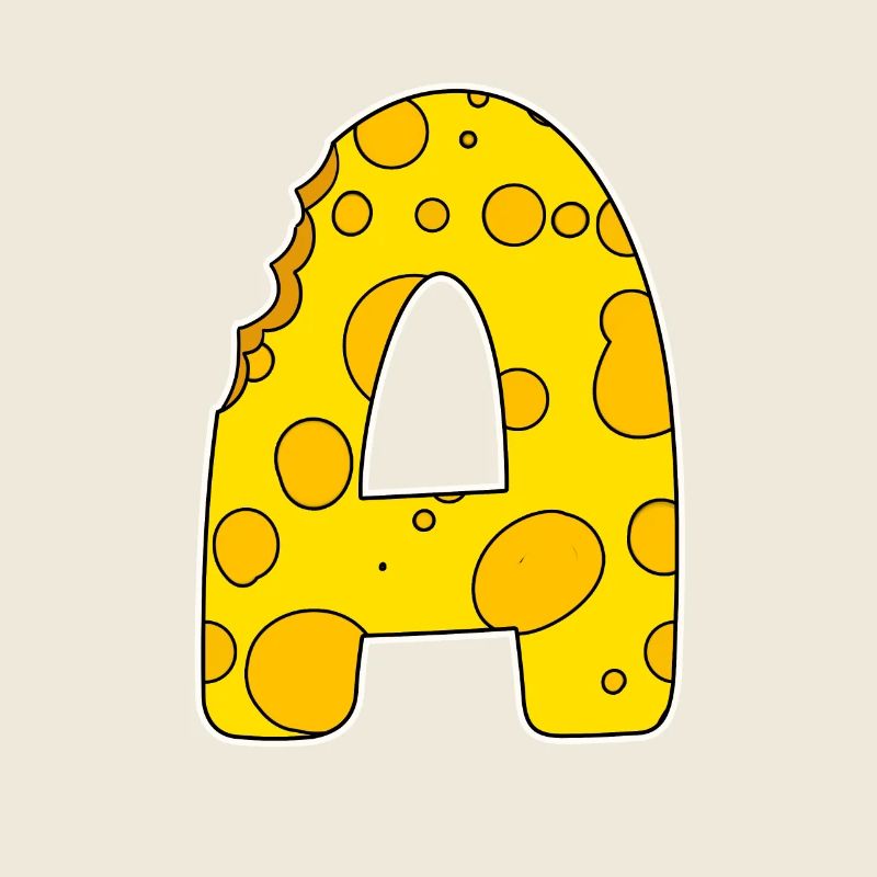 Lettre A - Lettre initiale A - Motif Fromage