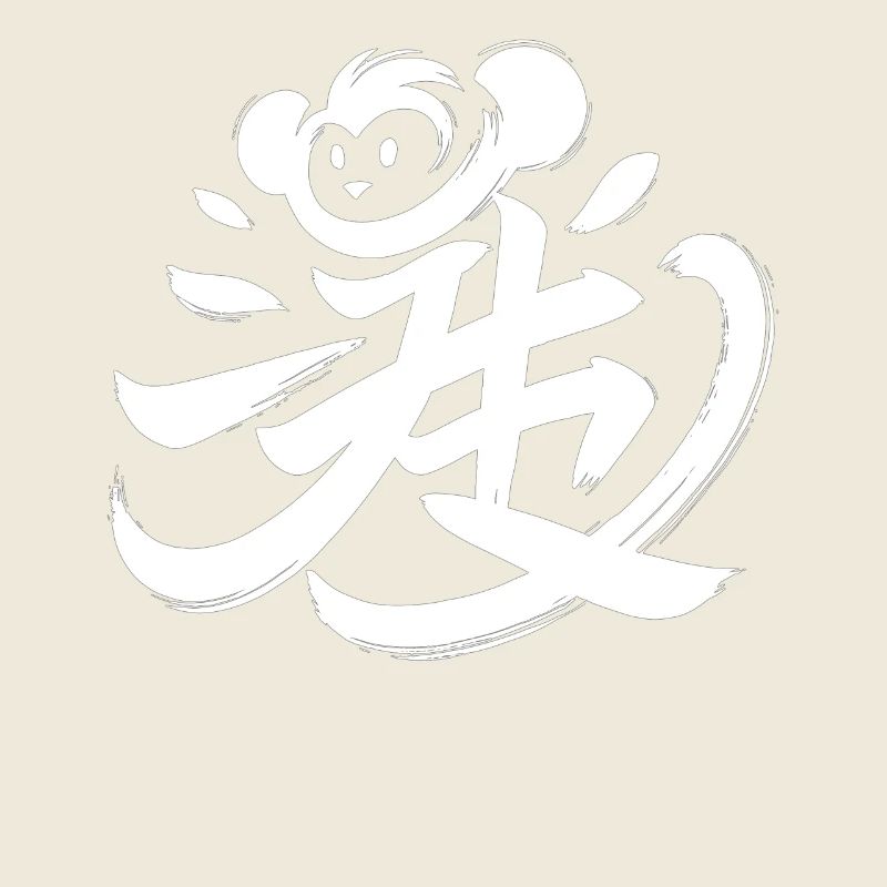 Symbole de calligraphie de caractère du zodiaque chinois singe