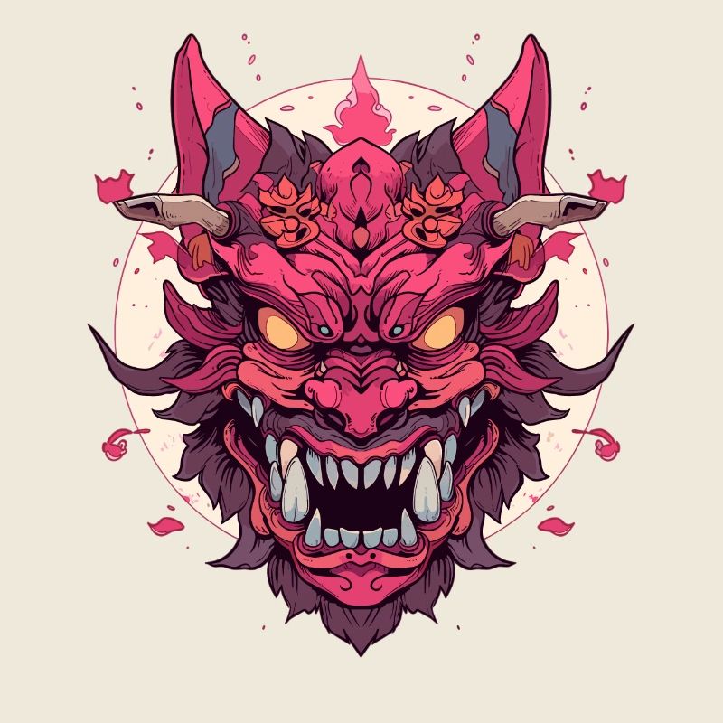 Japanischer Hannya Dämon Samurai Warrior Oni Maske