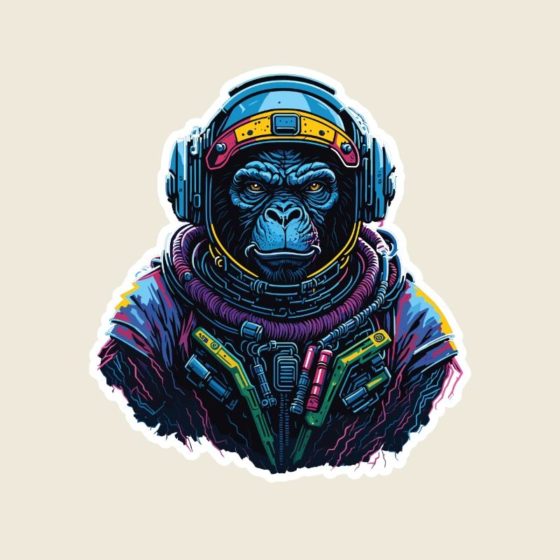 Gorille Astronaute Neon