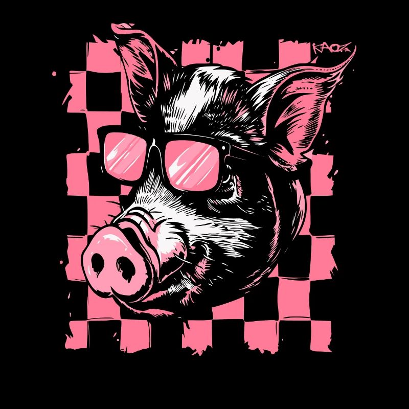 Cool Checkered Flag Pig