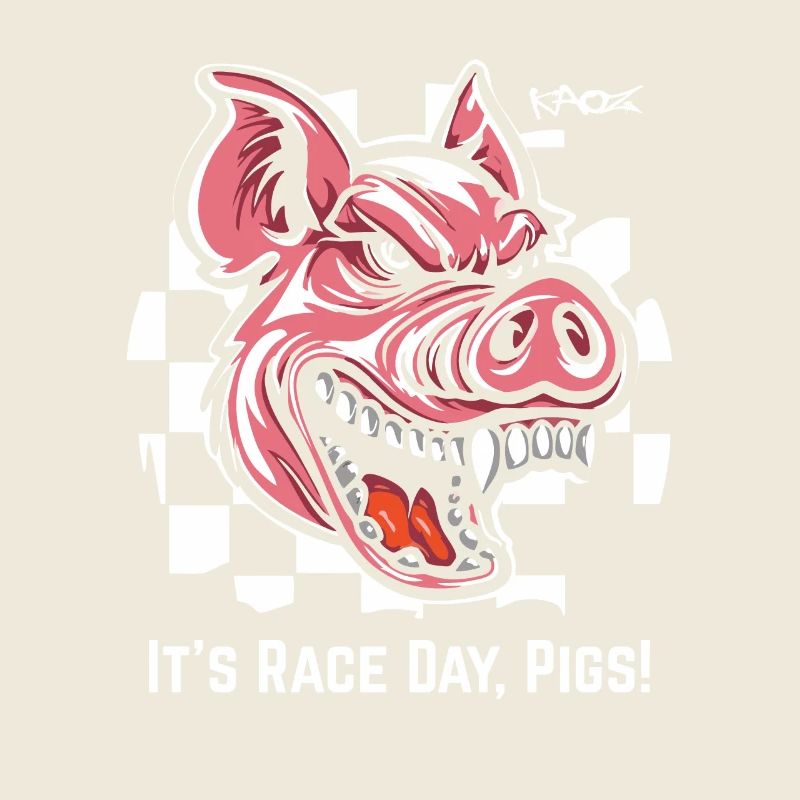 Toujours prêt pour la course, cochon drapeau à damier