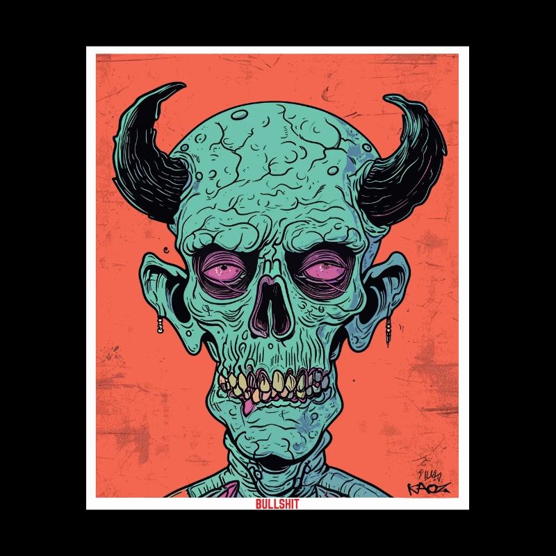 The Bullshit Monster Zombie Devil Skull