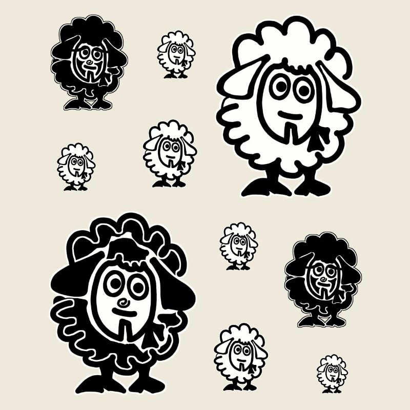 Troupeau de moutons blancs et de moutons noirs
