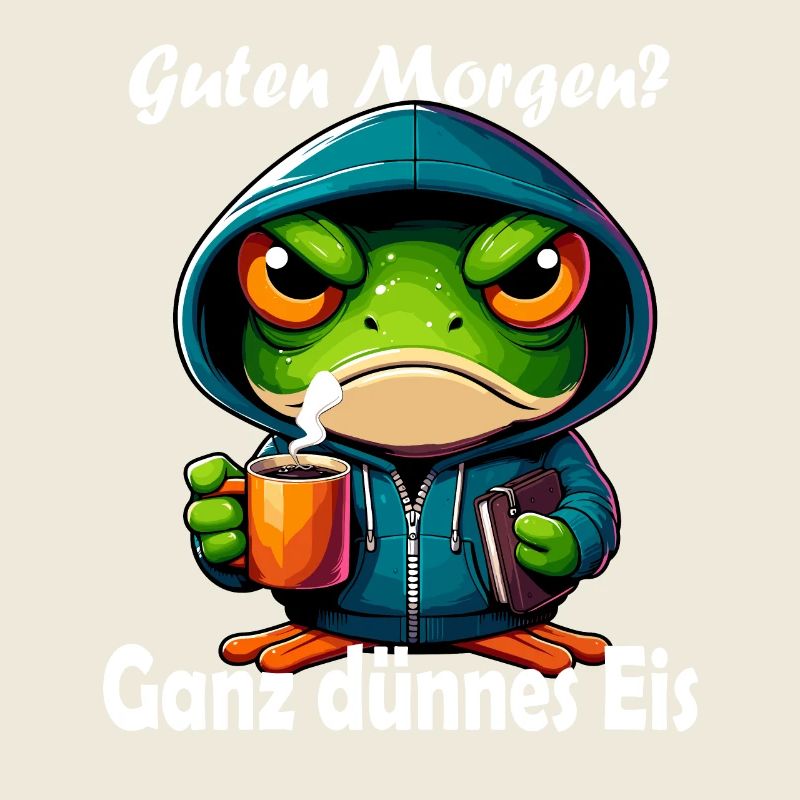 Coffee, morning grouch, late riser, frog, funny