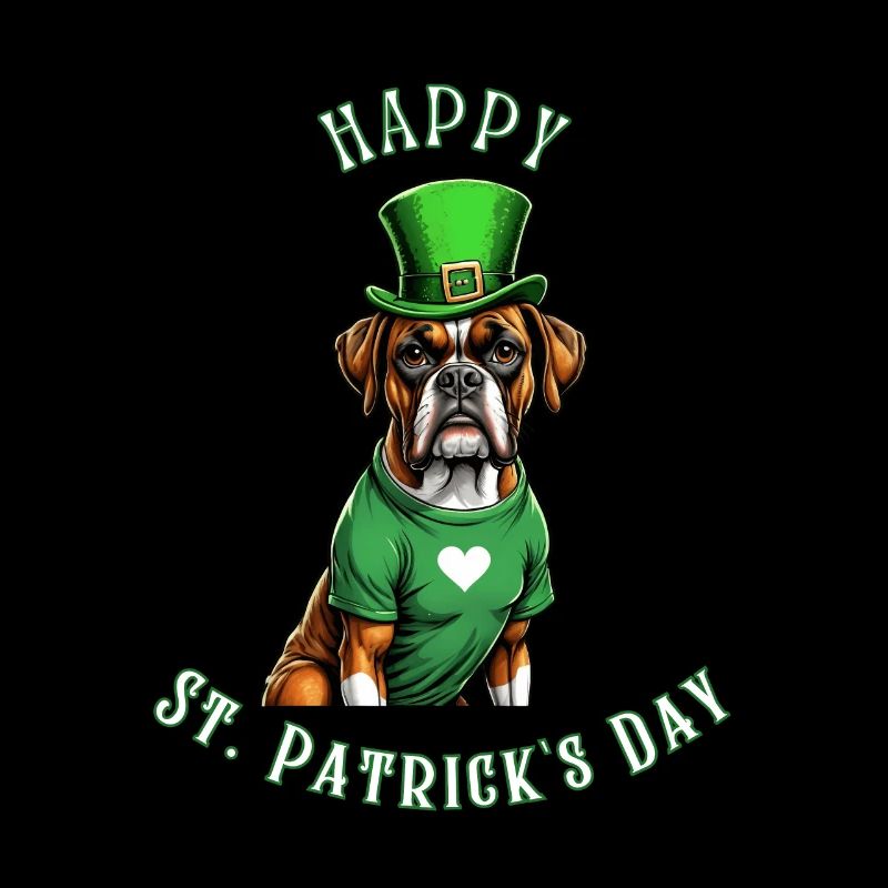 Boxer chien Saint-Patrick je chapeau vert irlandais St