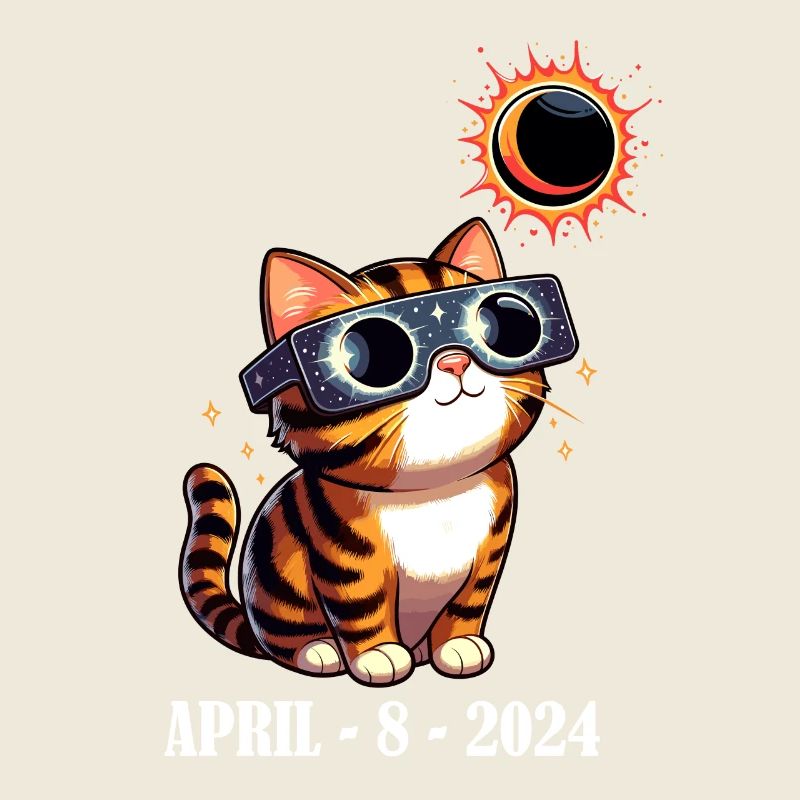Eclipse Solaire Chat Avril Amérique Lune Drôle