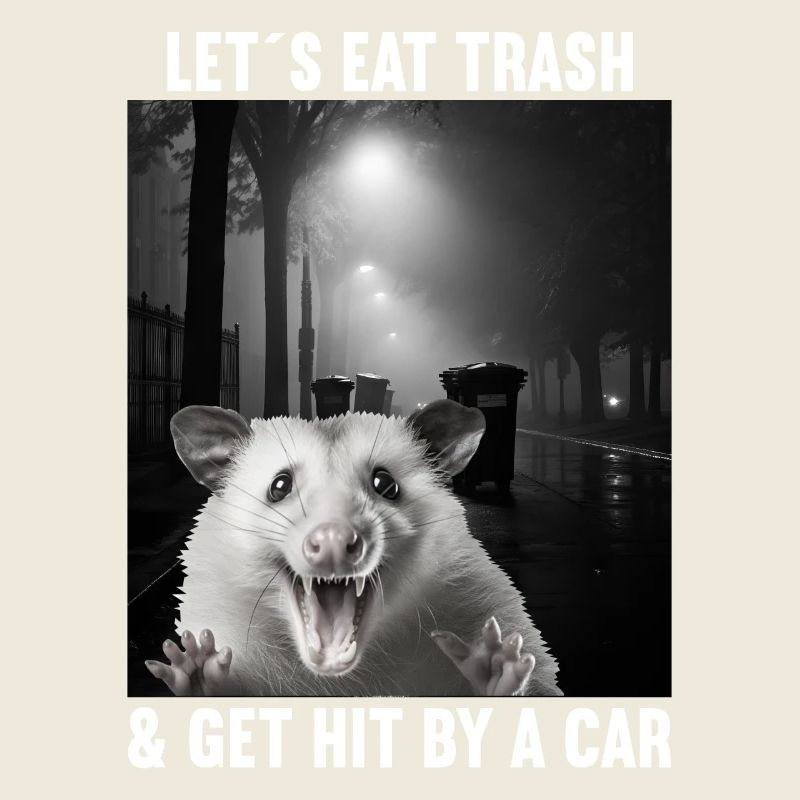 Lets eat Trash and get hit by a Car Opossum Possum