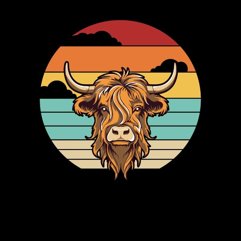 Retro Highland vache éleveur de bovins écossais