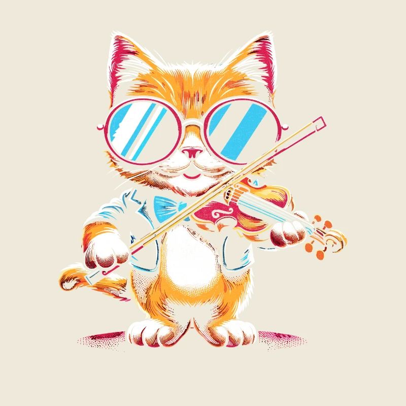 Chat Jouant Du Violon Instrument Violoniste Violon Vi