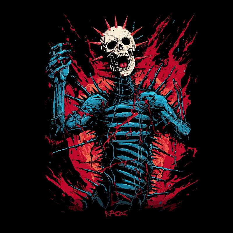 Needle head skull skeleton of horror