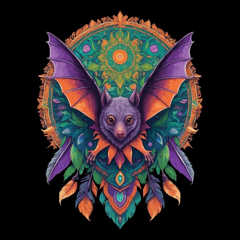 Flughund Mandala Traumfänger Design