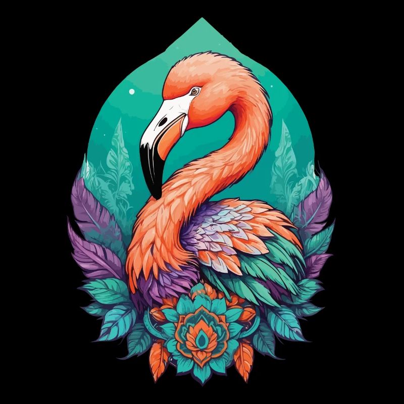 Flamant rose Dream Catcher plumes Mandala Design