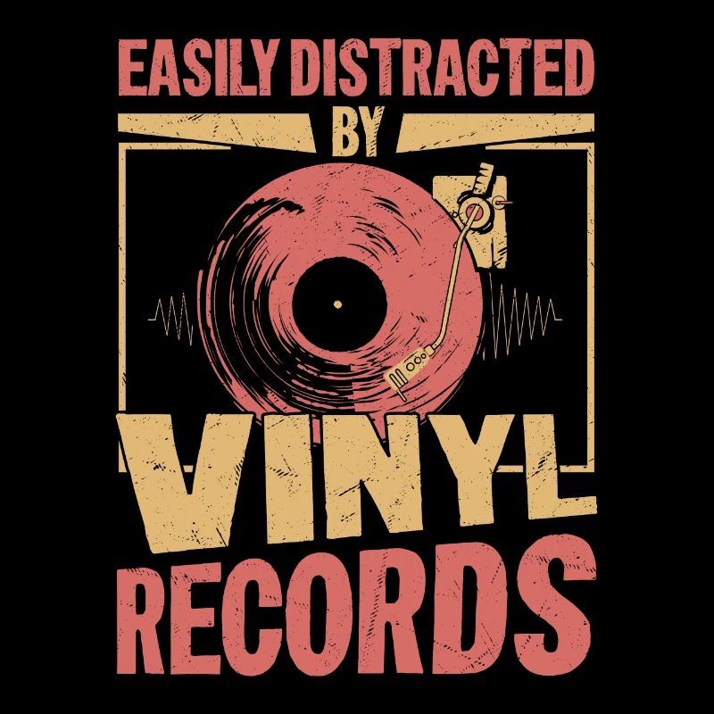 Easily Distracted By Vinyl Records Vintage Fan Tur