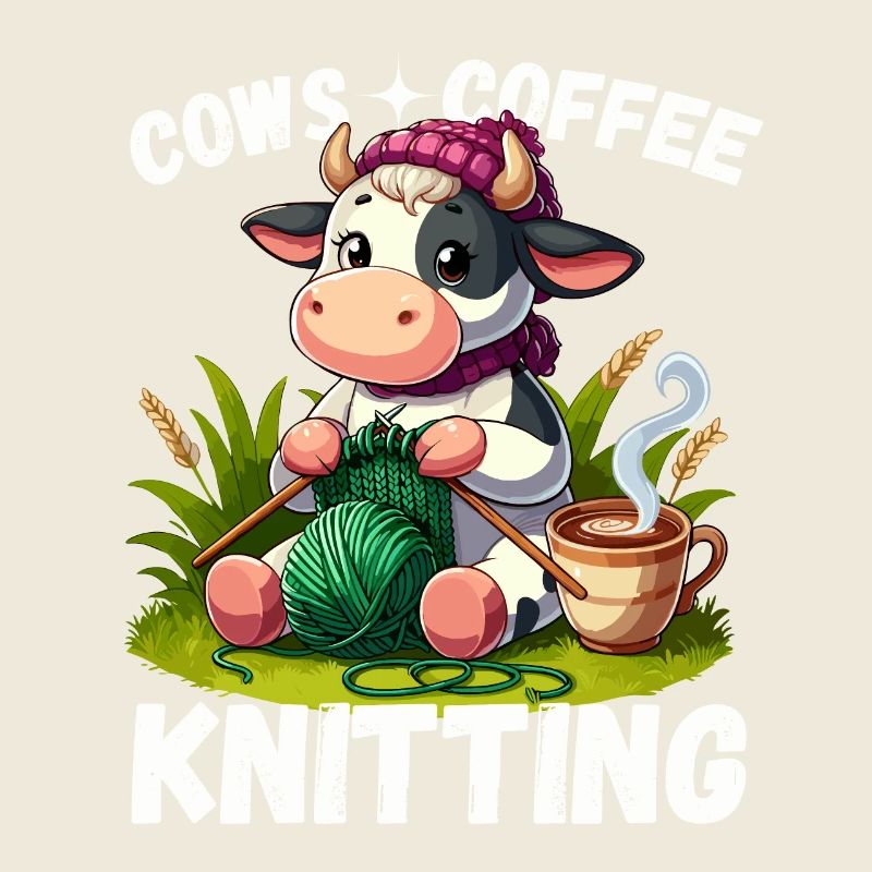 Stricken Kuh Handarbeit Kaffee Wolle Stricknadel