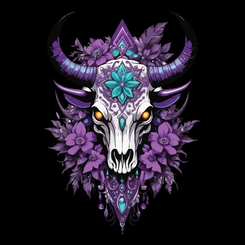 Bull Skull Feather Mandala Spiritual Design