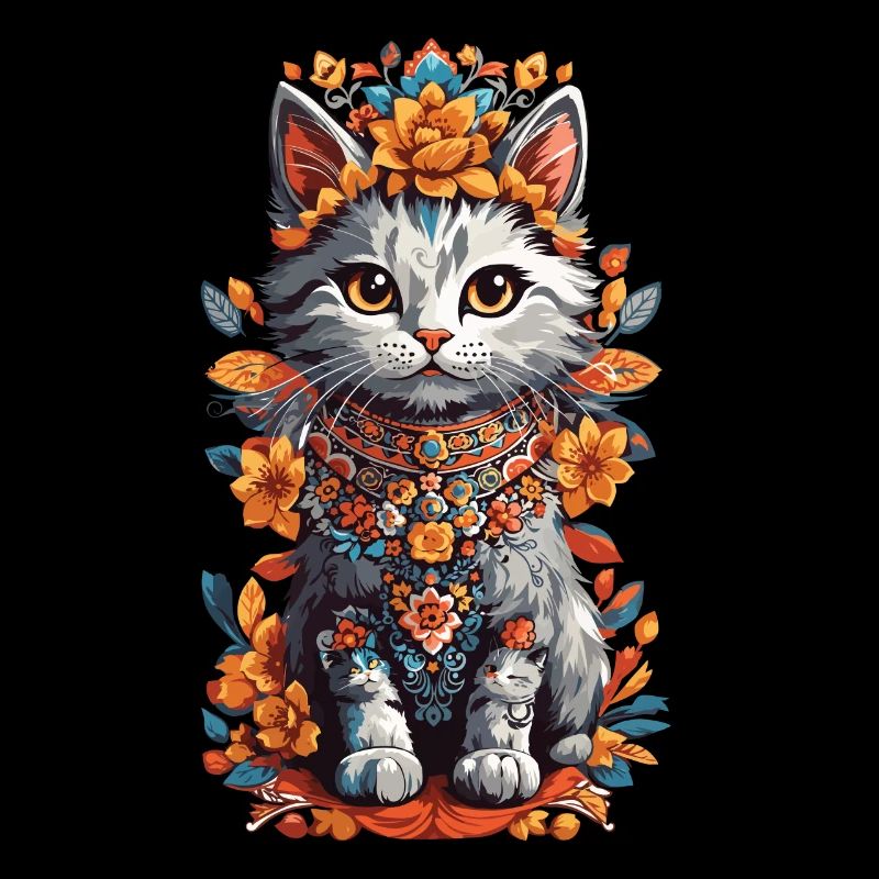 Art mexicain mignon chat chat dame