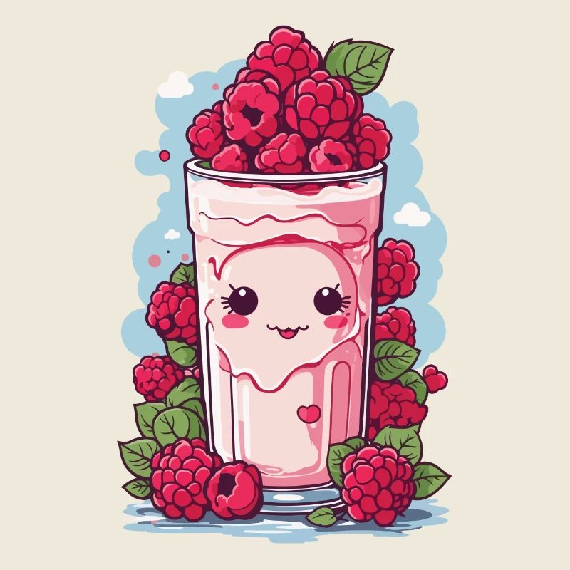 Framboises Mignon Milkshake Kawaii Anime Fun