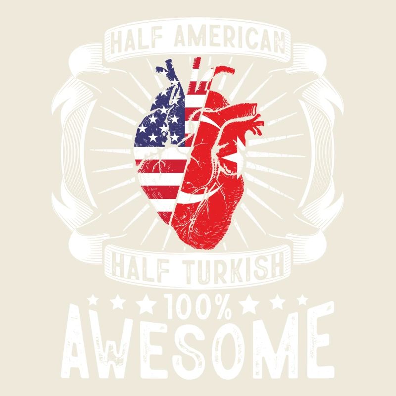 Turkey USA Flag - Half American Half Turkish