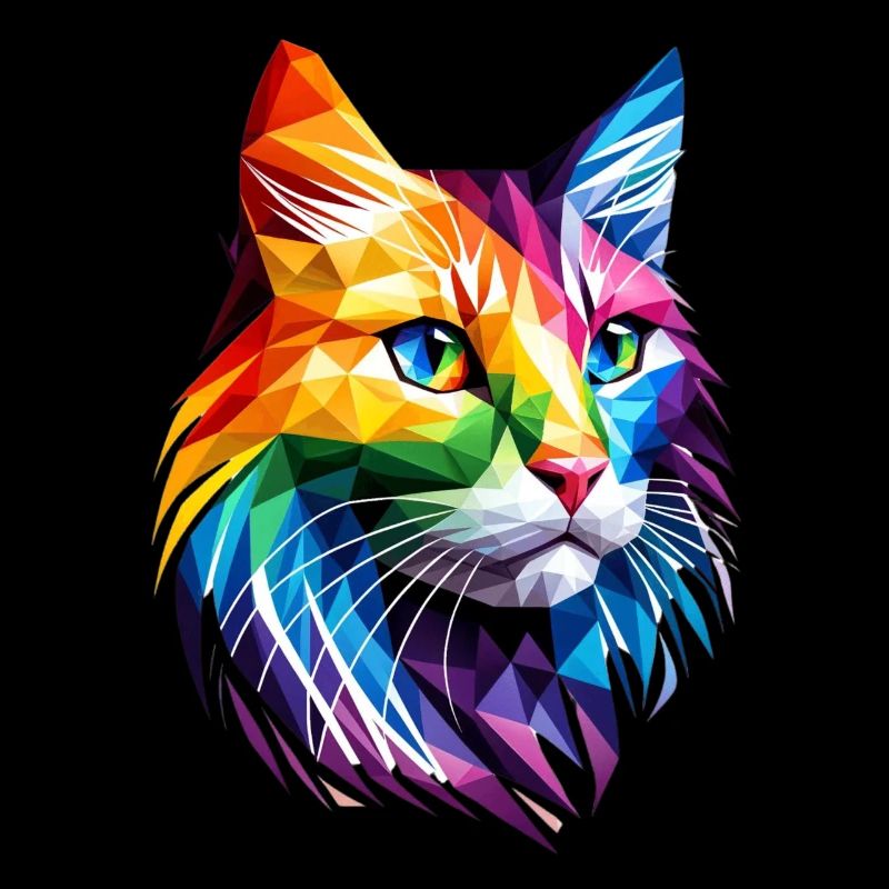 Lgbt Silhouette Poly Art Crystal Kitten Lover