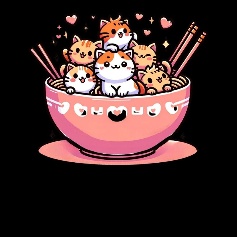 Chaton Noodle Lover Japonais Mignon