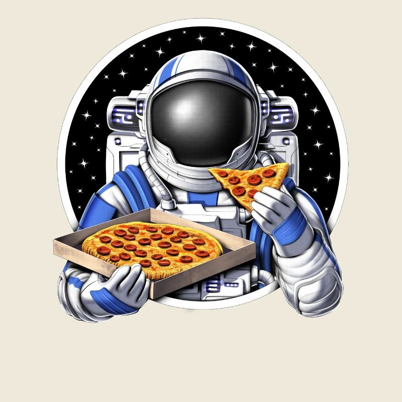 astronaute de l’espace mangeant de la pizza