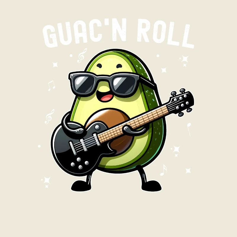 Guac and Roll Rocking Avocado Funny playing guitar