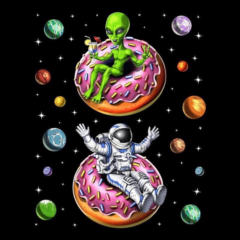 Astronaut Alien Riding Donut