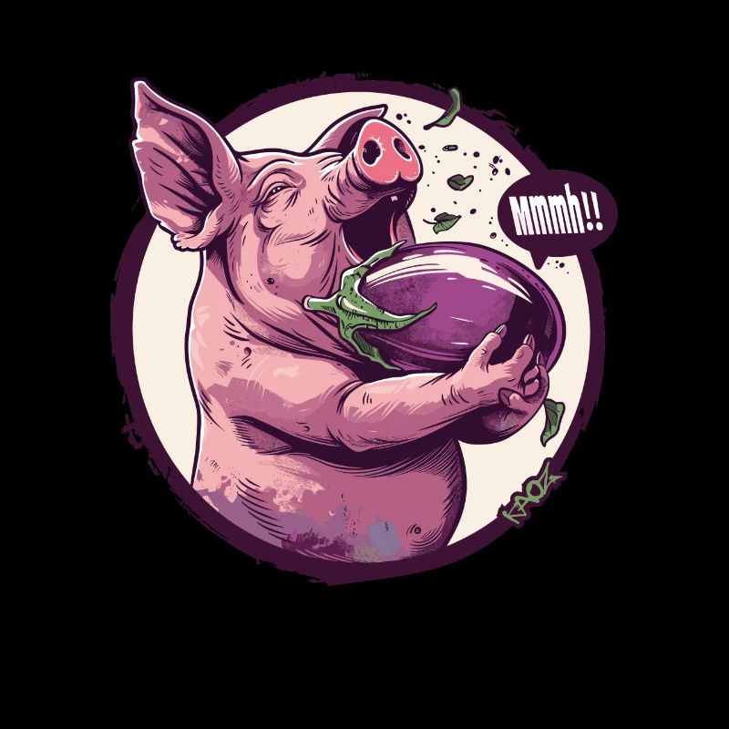 Auberginen liebendes vegetarisches Schwein