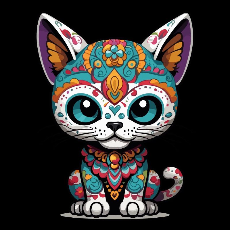 Kawaii Cat Iconic Sugar Skull Aesthetic