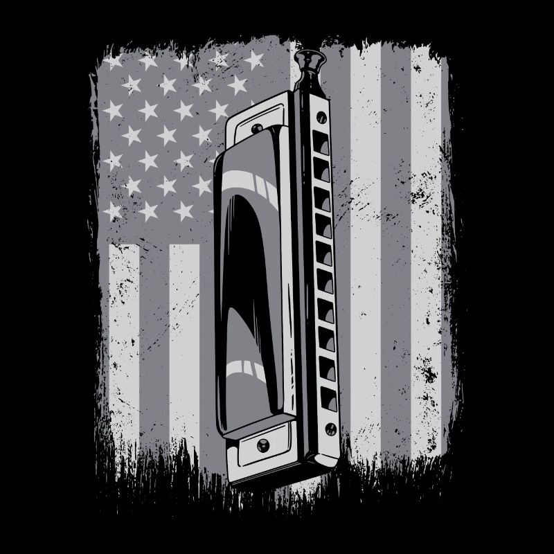 Harmonica American Flag Harmonicist Mouth Harp