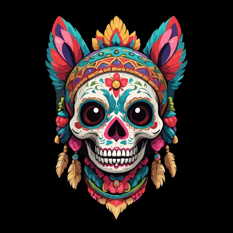 Iconic Sugar Skull Mexico Cat Aesthetic