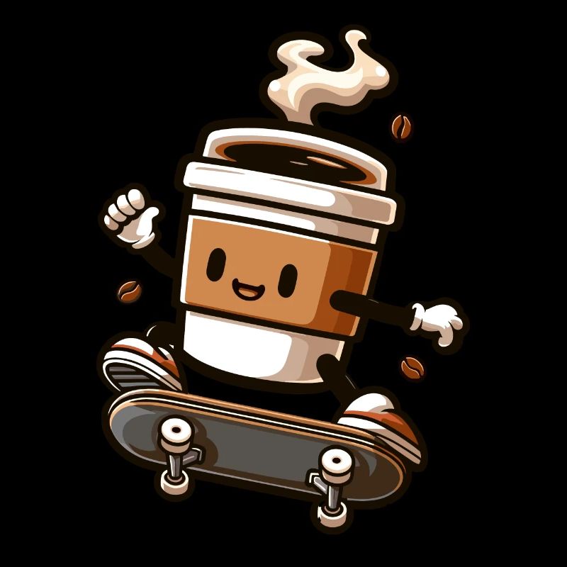 Coffee Mug On Skateboard Graphic
