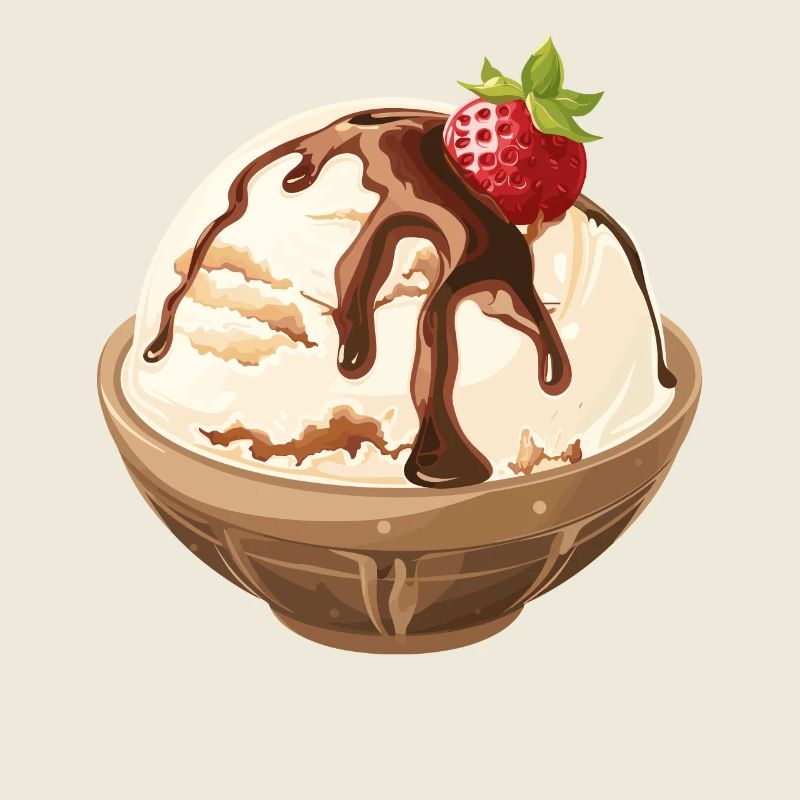 Vanilla Ice Cream with Chocolate Sauce Delight