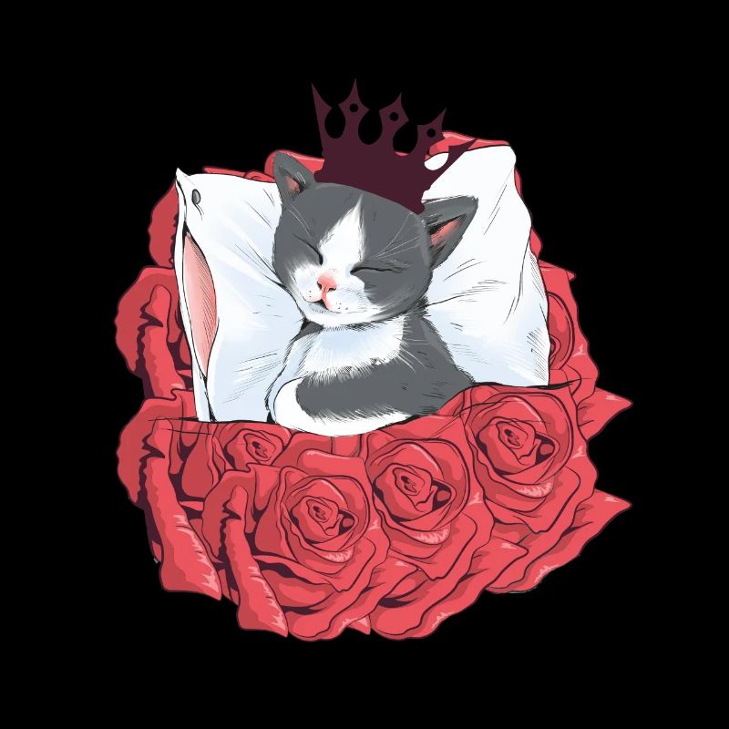 Cat Prince Roses Sleeping Cats Crown
