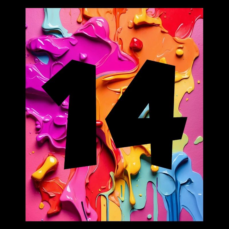 NR. 14 NUMMER 14 BUNT 14. GEBURTSTAG